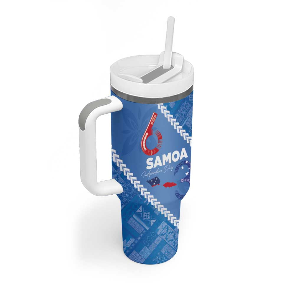 Samoa Independence Day Tumbler With Handle Anniversary 63th-Siapo Art LT03 - Polynesian Pride