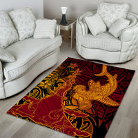 Hawaiian Volcano and Shark Area Rug Polynesian and Hibiscus Pattern Lava Color LT03 - Polynesian Pride