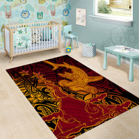 Hawaiian Volcano and Shark Area Rug Polynesian and Hibiscus Pattern Lava Color LT03 - Polynesian Pride