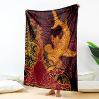 Hawaiian Volcano and Shark Blanket Polynesian and Hibiscus Pattern Lava Color LT03 - Polynesian Pride
