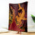 Hawaiian Volcano and Shark Blanket Polynesian and Hibiscus Pattern Lava Color