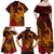 Hawaiian Volcano and Shark Family Matching Off Shoulder Maxi Dress and Hawaiian Shirt Polynesian and Hibiscus Pattern Lava Color