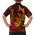 Hawaiian Volcano and Shark Family Matching Off Shoulder Short Dress and Hawaiian Shirt Polynesian and Hibiscus Pattern Lava Color