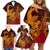 Hawaiian Volcano and Shark Family Matching Off Shoulder Short Dress and Hawaiian Shirt Polynesian and Hibiscus Pattern Lava Color