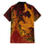 Hawaiian Volcano and Shark Family Matching Off Shoulder Short Dress and Hawaiian Shirt Polynesian and Hibiscus Pattern Lava Color