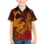 Hawaiian Volcano and Shark Family Matching Puletasi and Hawaiian Shirt Polynesian and Hibiscus Pattern Lava Color