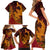 Hawaiian Volcano and Shark Family Matching Short Sleeve Bodycon Dress and Hawaiian Shirt Polynesian and Hibiscus Pattern Lava Color