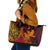 Hawaiian Volcano and Shark Leather Tote Bag Polynesian and Hibiscus Pattern Lava Color