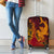 Hawaiian Volcano and Shark Luggage Cover Polynesian and Hibiscus Pattern Lava Color