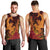 Hawaiian Volcano and Shark Men Tank Top Polynesian and Hibiscus Pattern Lava Color