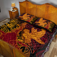 Hawaiian Volcano and Shark Quilt Bed Set Polynesian and Hibiscus Pattern Lava Color LT03 - Polynesian Pride