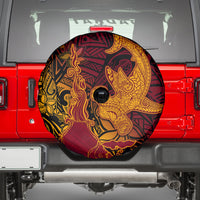 Hawaiian Volcano and Shark Spare Tire Cover Polynesian and Hibiscus Pattern Lava Color LT03 - Polynesian Pride