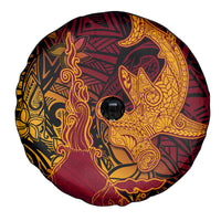 Hawaiian Volcano and Shark Spare Tire Cover Polynesian and Hibiscus Pattern Lava Color LT03 - Polynesian Pride