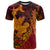 Hawaiian Volcano and Shark T Shirt Polynesian and Hibiscus Pattern Lava Color