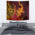 Hawaiian Volcano and Shark Tapestry Polynesian and Hibiscus Pattern Lava Color