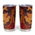 Hawaiian Volcano and Shark Tumbler Cup Polynesian and Hibiscus Pattern Lava Color