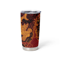 Hawaiian Volcano and Shark Tumbler Cup Polynesian and Hibiscus Pattern Lava Color LT03 - Polynesian Pride