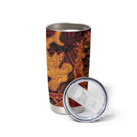 Hawaiian Volcano and Shark Tumbler Cup Polynesian and Hibiscus Pattern Lava Color LT03 - Polynesian Pride