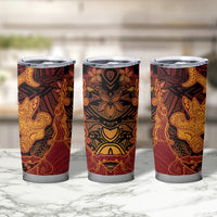 Hawaiian Volcano and Shark Tumbler Cup Polynesian and Hibiscus Pattern Lava Color LT03 - Polynesian Pride