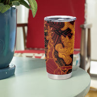Hawaiian Volcano and Shark Tumbler Cup Polynesian and Hibiscus Pattern Lava Color LT03 - Polynesian Pride