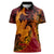 Hawaiian Volcano and Shark Women Polo Shirt Polynesian and Hibiscus Pattern Lava Color