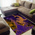 Hawaiian Volcano and Shark Area Rug Polynesian and Hibiscus Pattern Purple Yellow Gradient