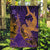 Hawaiian Volcano and Shark Garden Flag Polynesian and Hibiscus Pattern Purple Yellow Gradient