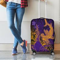 Hawaiian Volcano and Shark Luggage Cover Polynesian and Hibiscus Pattern Purple Yellow Gradient LT03 - Polynesian Pride