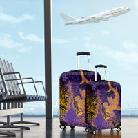 Hawaiian Volcano and Shark Luggage Cover Polynesian and Hibiscus Pattern Purple Yellow Gradient LT03 - Polynesian Pride