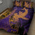 Hawaiian Volcano and Shark Quilt Bed Set Polynesian and Hibiscus Pattern Purple Yellow Gradient