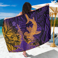 Hawaiian Volcano and Shark Sarong Polynesian and Hibiscus Pattern Purple Yellow Gradient LT03 One Size 44 x 66 inches Purple - Polynesian Pride