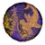 Hawaiian Volcano and Shark Spare Tire Cover Polynesian and Hibiscus Pattern Purple Yellow Gradient