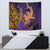 Hawaiian Volcano and Shark Tapestry Polynesian and Hibiscus Pattern Purple Yellow Gradient