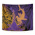 Hawaiian Volcano and Shark Tapestry Polynesian and Hibiscus Pattern Purple Yellow Gradient