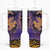 Hawaiian Volcano and Shark Tumbler With Handle Polynesian and Hibiscus Pattern Purple Yellow Gradient