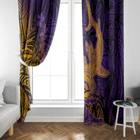 Hawaiian Volcano and Shark Window Curtain Polynesian and Hibiscus Pattern Purple Yellow Gradient LT03 - Polynesian Pride