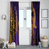 Hawaiian Volcano and Shark Window Curtain Polynesian and Hibiscus Pattern Purple Yellow Gradient LT03 - Polynesian Pride