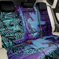 Hawaiian Volcano and Shark Back Car Seat Cover Polynesian and Hibiscus Pattern Purple Cyan Gradient LT03 - Polynesian Pride