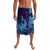 Hawaiian Volcano and Shark Lavalava Polynesian and Hibiscus Pattern Purple Cyan Gradient