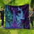 Hawaiian Volcano and Shark Quilt Polynesian and Hibiscus Pattern Purple Cyan Gradient