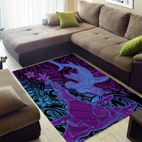 Hawaiian Volcano and Shark Area Rug Polynesian and Hibiscus Pattern Violet Gradient LT03 - Polynesian Pride