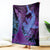 Hawaiian Volcano and Shark Blanket Polynesian and Hibiscus Pattern Violet Gradient