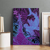 Hawaiian Volcano and Shark Canvas Wall Art Polynesian and Hibiscus Pattern Violet Gradient LT03 - Polynesian Pride