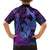 Hawaiian Volcano and Shark Family Matching Puletasi and Hawaiian Shirt Polynesian and Hibiscus Pattern Violet Gradient