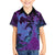 Hawaiian Volcano and Shark Family Matching Puletasi and Hawaiian Shirt Polynesian and Hibiscus Pattern Violet Gradient