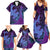 Hawaiian Volcano and Shark Family Matching Summer Maxi Dress and Hawaiian Shirt Polynesian and Hibiscus Pattern Violet Gradient