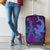 Hawaiian Volcano and Shark Luggage Cover Polynesian and Hibiscus Pattern Violet Gradient