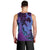 Hawaiian Volcano and Shark Men Tank Top Polynesian and Hibiscus Pattern Violet Gradient