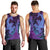 Hawaiian Volcano and Shark Men Tank Top Polynesian and Hibiscus Pattern Violet Gradient