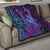 Hawaiian Volcano and Shark Quilt Polynesian and Hibiscus Pattern Violet Gradient